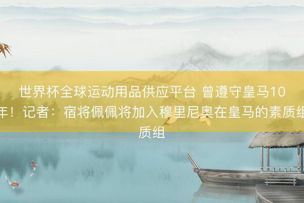 世界杯全球運動用品供應平臺 曾遵守皇馬10年!記者:宿將佩佩將加入穆里尼奧在皇馬的素質組